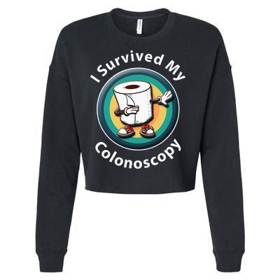 I Survived My Colonoscopy Survivor  Funny Hospital Patient  Cropped Pullover Crew