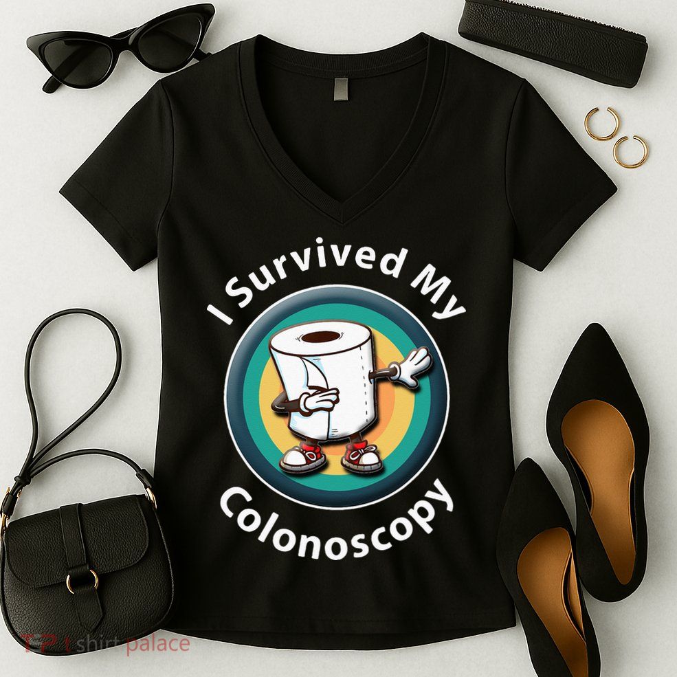 I Survived My Colonoscopy Survivor  Funny Hospital Patient  Women's V-Neck T-Shirt