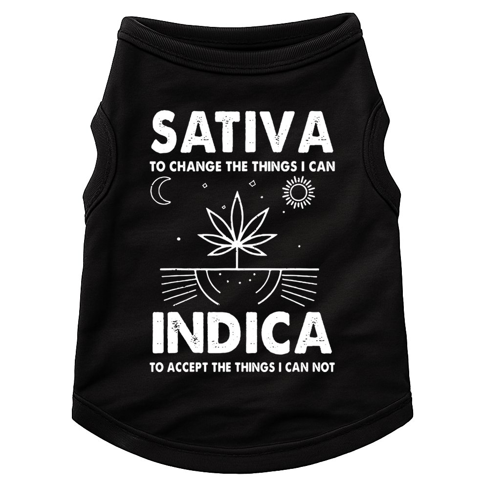 Indica Sativa Meme Funny Weed 420 Cannabis Clothing Stoner Doggie Tank