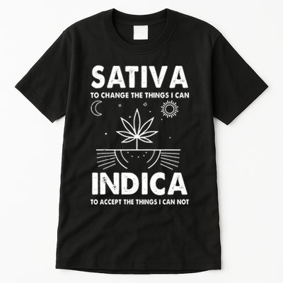 Indica Sativa Meme Funny Weed 420 Cannabis Clothing Stoner Tall T-Shirt