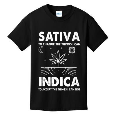 Indica Sativa Meme Funny Weed 420 Cannabis Clothing Stoner Kids T-Shirt
