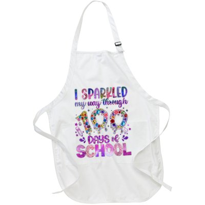 I Sparkled My Way Through 100 Days Of School Brighter Funny Full-Length Apron With Pockets