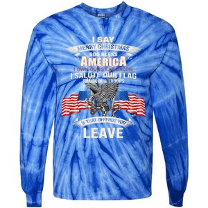 I Say Merry Christmas God Bless America Gift Tie-Dye Long Sleeve Shirt