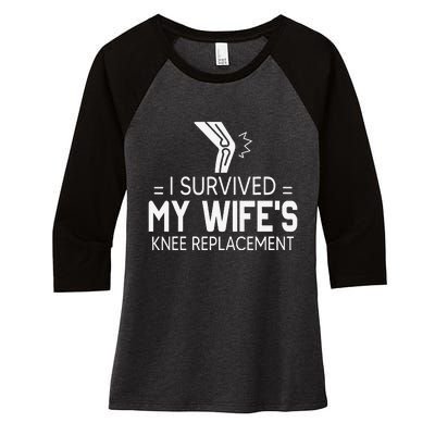 I Survived My Wife’S Knee Replacement Gift Women's Tri-Blend 3/4-Sleeve Raglan Shirt