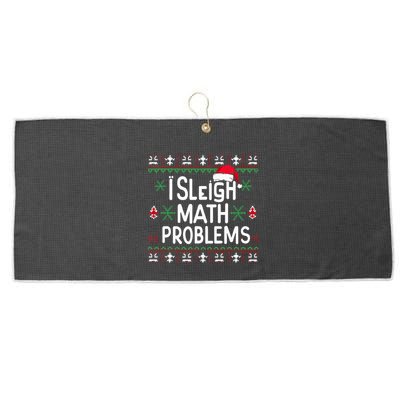 I Sleigh Math Problems Math Teacher Christmas Pajamas Xmas Large Microfiber Waffle Golf Towel