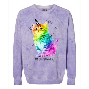 Im So Meowgical Unicorn Rainbow Best Cute Cat Colorblast Crewneck Sweatshirt