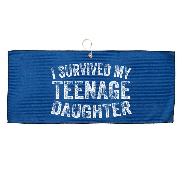 I Survived My Teenage Daughter Funny Vintage Large Microfiber Waffle Golf Towel