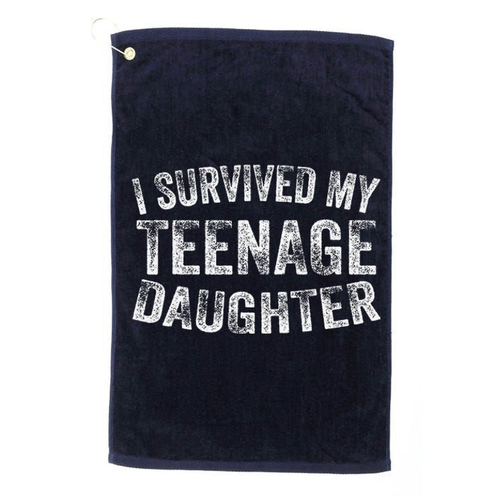 I Survived My Teenage Daughter Funny Vintage Platinum Collection Golf Towel