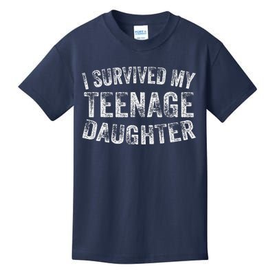 I Survived My Teenage Daughter Funny Vintage Kids T-Shirt