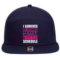 I Survived My Husbands Training Schedule Triathlon 7 Panel Mesh Trucker Snapback Hat