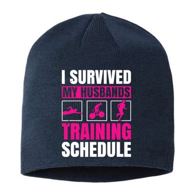 I Survived My Husbands Training Schedule Triathlon Sustainable Beanie