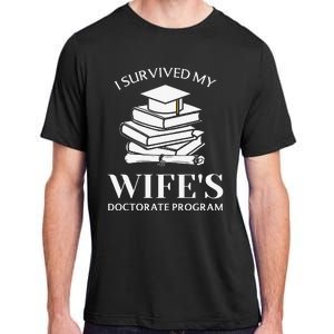 I Survived My Wife's Doctorate Program Funny Phd Book Lovers Adult ChromaSoft Performance T-Shirt