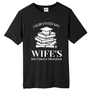 I Survived My Wife's Doctorate Program Funny Phd Book Lovers Tall Fusion ChromaSoft Performance T-Shirt