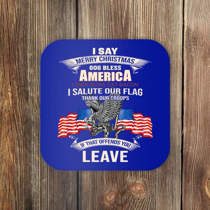 I Say Merry Christmas God Bless America Cool Gift Coaster