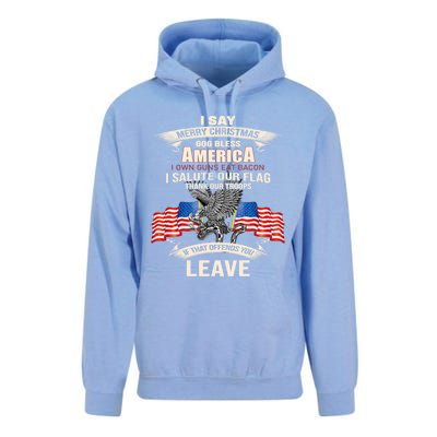 I Say Merry Christmas God Bless America Cool Gift Unisex Surf Hoodie