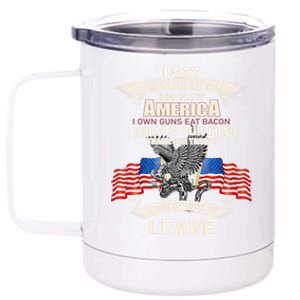 I Say Merry Christmas God Bless America Cool Gift 12 oz Stainless Steel Tumbler Cup