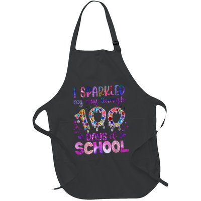 I Sparkled My Way Through 100 Days Of School Brighter Funny Full-Length Apron With Pockets