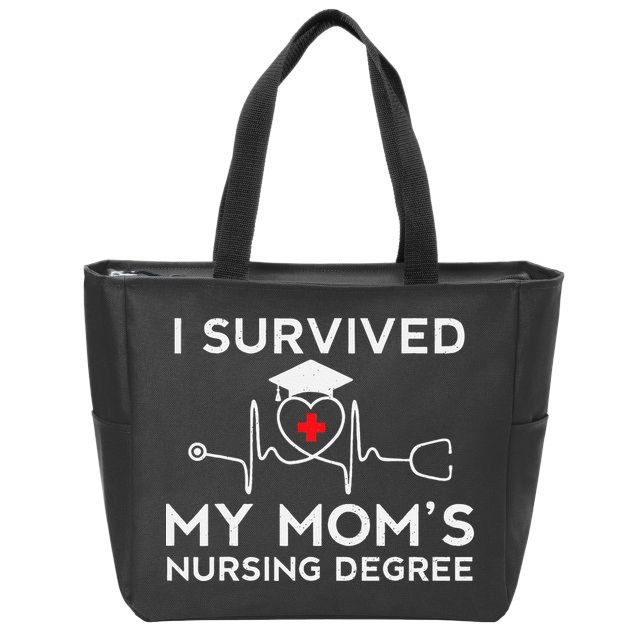 I Survived My Moms Nursing Degree Proud Son Daughter Nurse Zip Tote Bag