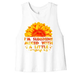 I'm Sunshine Mixed With Little Hurricane Gift Women's Racerback Cropped Tank