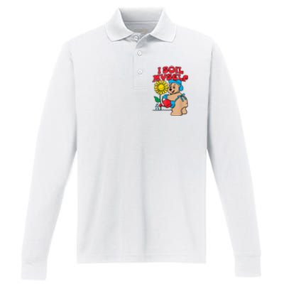 I Soil Myself Bear Performance Long Sleeve Polo