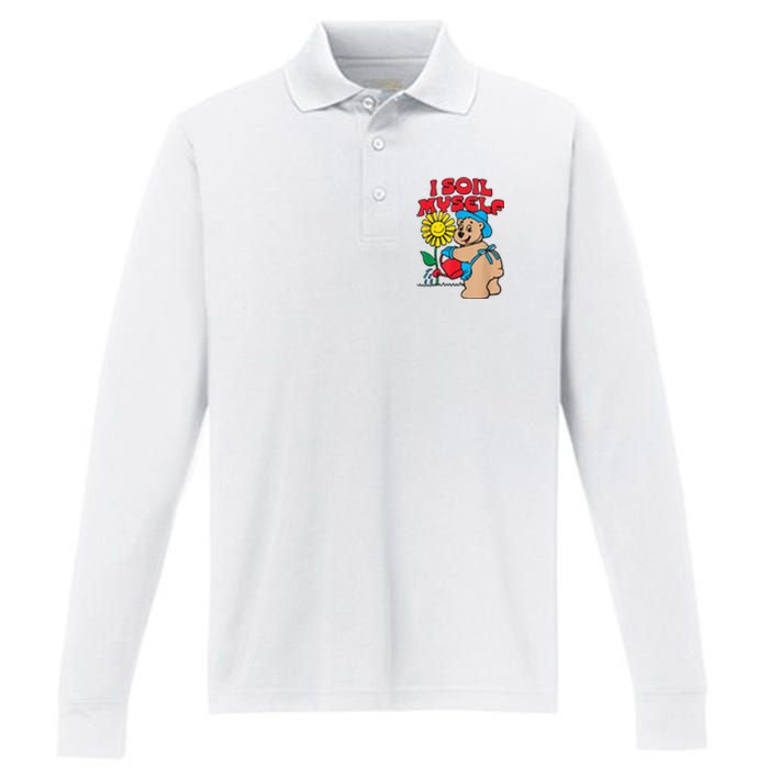 I Soil Myself Bear Performance Long Sleeve Polo