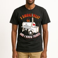 I Smoke Meat And I Know Things Funny BBQ Texas TX Tall T-Shirt