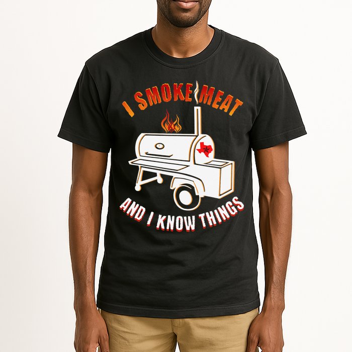 I Smoke Meat And I Know Things Funny BBQ Texas TX Tall T-Shirt