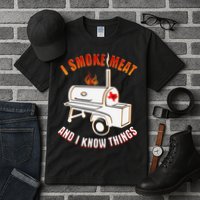 I Smoke Meat And I Know Things Funny BBQ Texas TX Tall T-Shirt