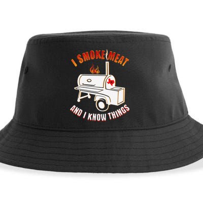 I Smoke Meat And I Know Things Funny BBQ Texas TX Sustainable Bucket Hat