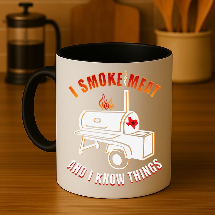 I Smoke Meat And I Know Things Funny BBQ Texas TX Mug