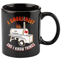 I Smoke Meat And I Know Things Funny BBQ Texas TX 11oz C Handle Ceramic Mug