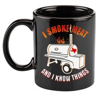 I Smoke Meat And I Know Things Funny BBQ Texas TX 11oz C Handle Ceramic Mug
