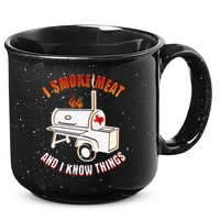 I Smoke Meat And I Know Things Funny BBQ Texas TX 15oz Campfire Ceramic Mug