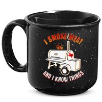 I Smoke Meat And I Know Things Funny BBQ Texas TX 15oz Campfire Ceramic Mug