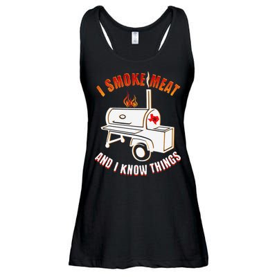I Smoke Meat And I Know Things Funny BBQ Texas TX Ladies Essential Flowy Tank