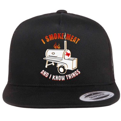 I Smoke Meat And I Know Things Funny BBQ Texas TX Flat Bill Trucker Hat