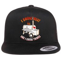 I Smoke Meat And I Know Things Funny BBQ Texas TX Flat Bill Trucker Hat