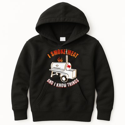 I Smoke Meat And I Know Things Funny BBQ Texas TX Kids Hoodie