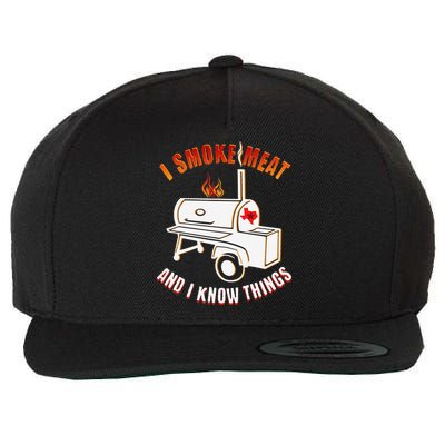 I Smoke Meat And I Know Things Funny BBQ Texas TX Wool Snapback Cap
