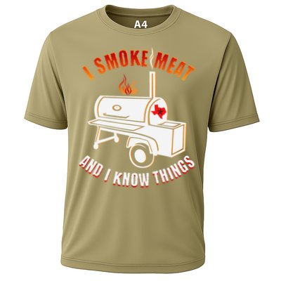 I Smoke Meat And I Know Things Funny BBQ Texas TX Cooling Performance Crew T-Shirt