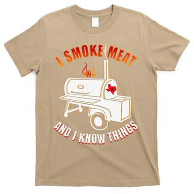 I Smoke Meat And I Know Things Funny BBQ Texas TX T-Shirt