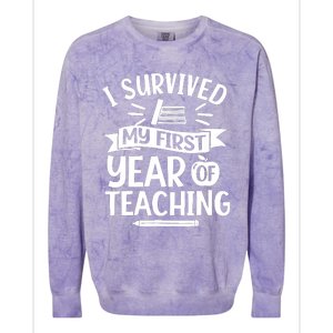 I Survived My First Year Of Teaching Back To School Teacher Colorblast Crewneck Sweatshirt