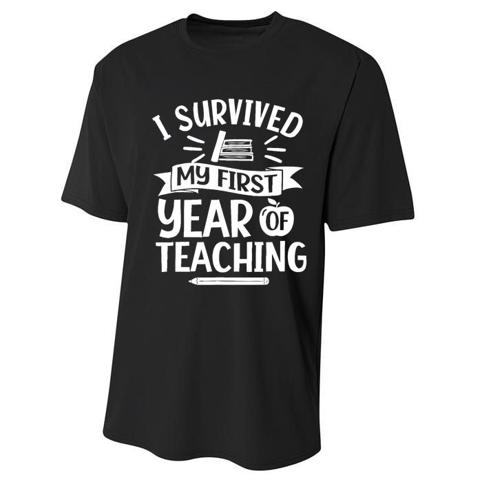 I Survived My First Year Of Teaching Back To School Teacher Performance Sprint T-Shirt