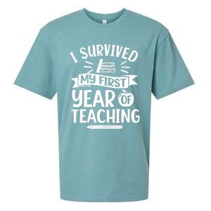 I Survived My First Year Of Teaching Back To School Teacher Sueded Cloud Jersey T-Shirt