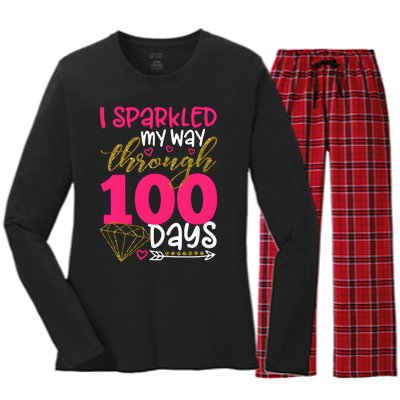 I Sparkled My Way Through 100 Days Of School Women's Long Sleeve Flannel Pajama Set 