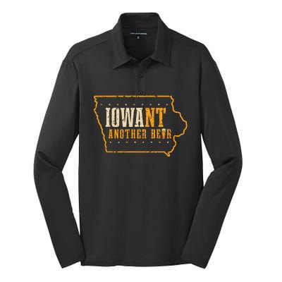 Iowa State Map I Want Another Beer Funny Drinking Silk Touch Performance Long Sleeve Polo