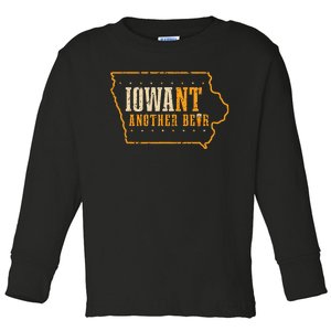 Iowa State Map I Want Another Beer Funny Drinking Toddler Long Sleeve Shirt