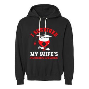 I Survived My WifeS Nursing Degree Nurse Rn Graduation 2024 Garment-Dyed Fleece Hoodie