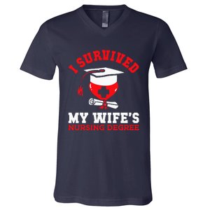 I Survived My WifeS Nursing Degree Nurse Rn Graduation 2024 V-Neck T-Shirt