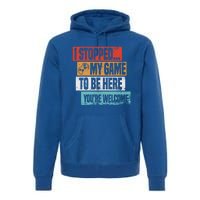 I Stopped My Game To Be Here Gaming Funny Gamer Vintage Great Gift Premium Hoodie